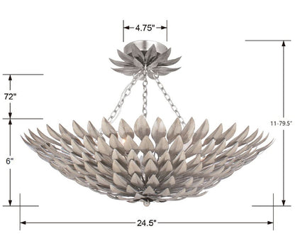 Broche Semi Flush Mount - Antique Silver 11"H, Crystorama, (517-SA_CEILING 2GQ3V)