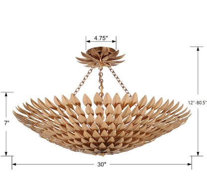 Broche Semi Flush Mount - Antique Gold 12"H