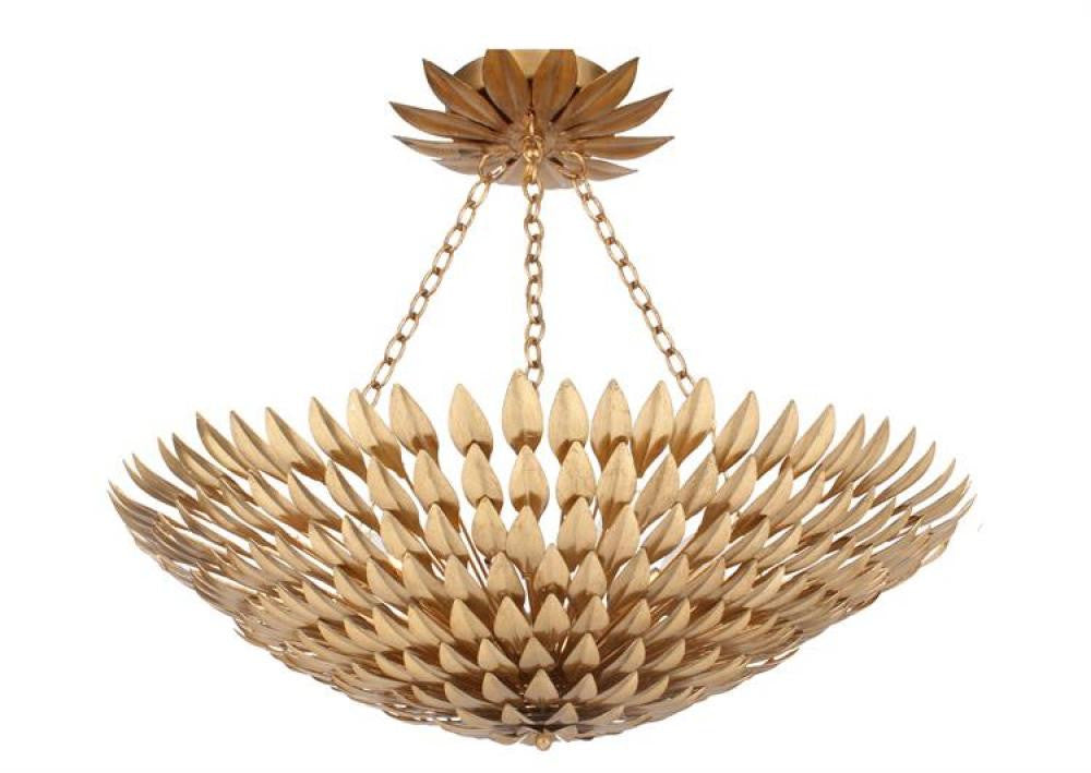 Broche Semi Flush Mount - Antique Gold 12"H