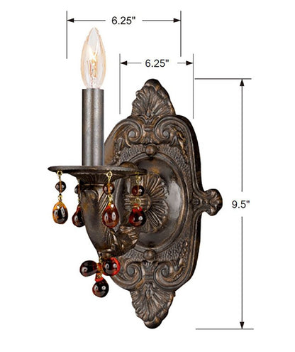 Crystorama Paris Market 1 Light Wall Sconce Venetian Bronze