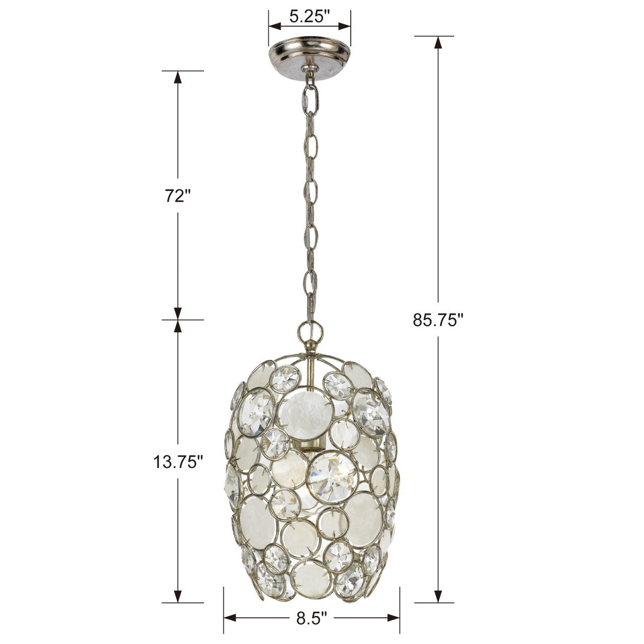 Crystorama Palla Mini Pendant Antique Silver