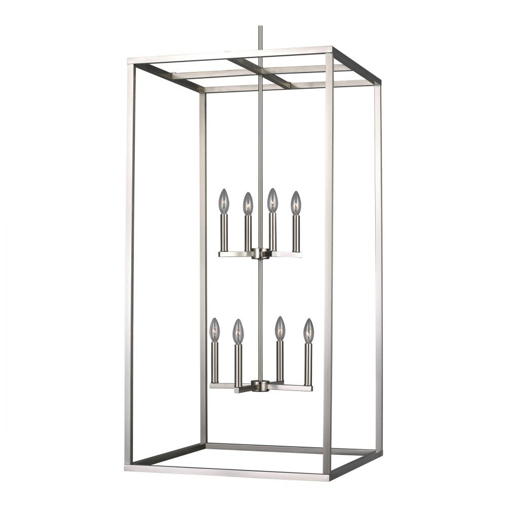 Generation Lighting Moffet Street Extra Large Eight Light Hall / Foy Brushed Nickel