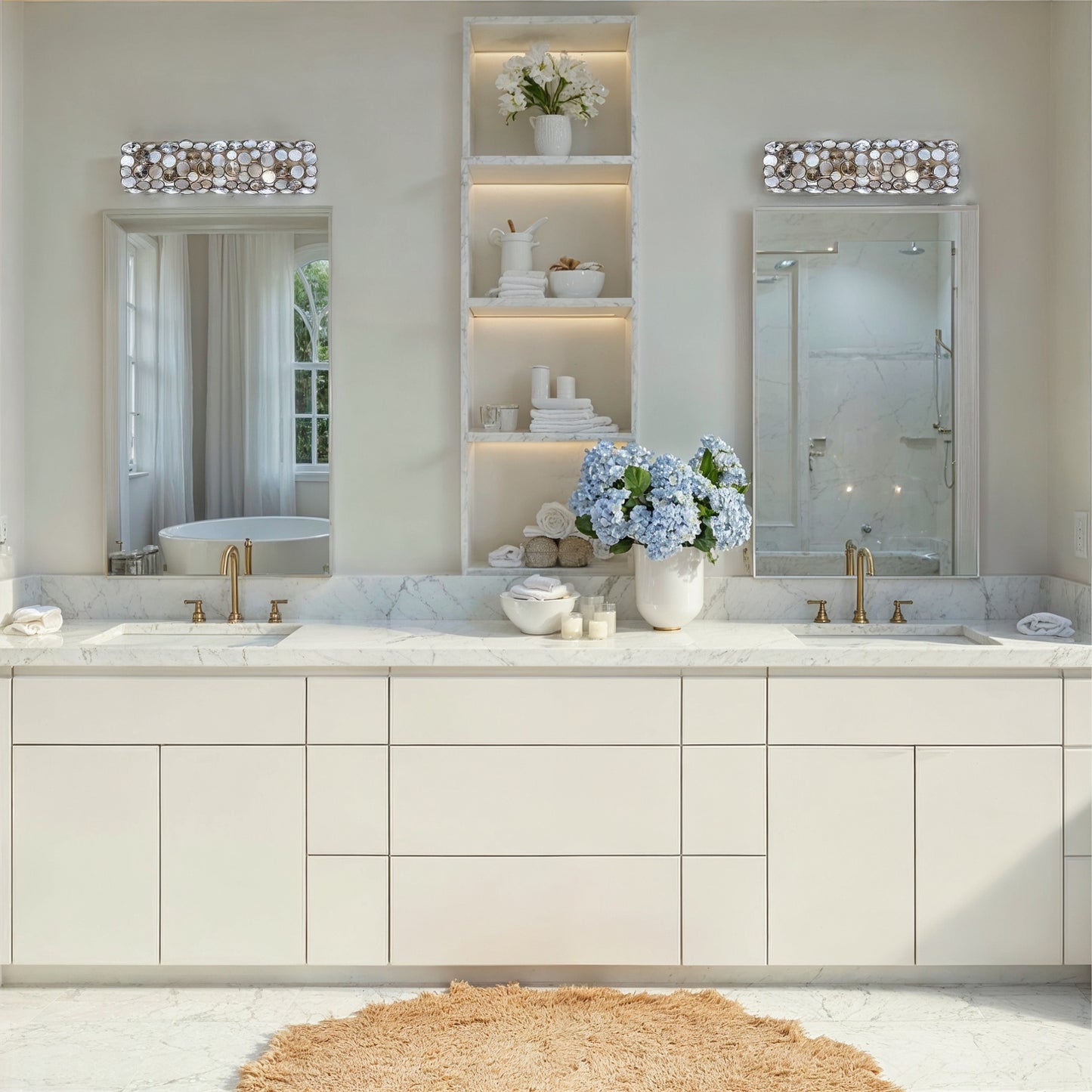 Palla 4 Light Antique Silver Bathroom Vanity