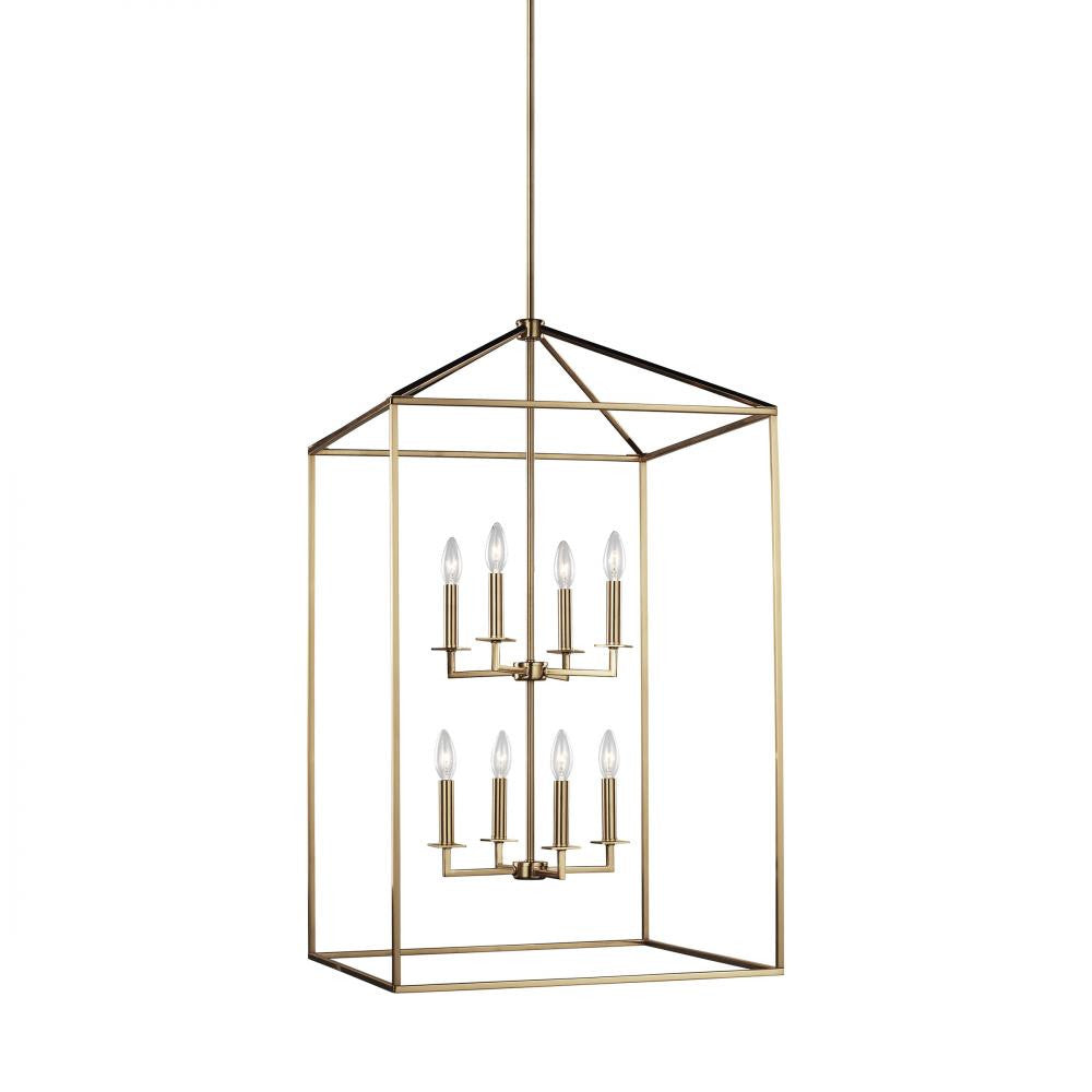 Generation Lighting Perryton Extra Large Eight Light Hall / Foyer Satin Brass