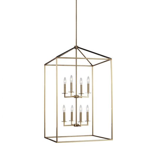 Generation Lighting Perryton Extra Large Eight Light Hall / Foyer Satin Brass