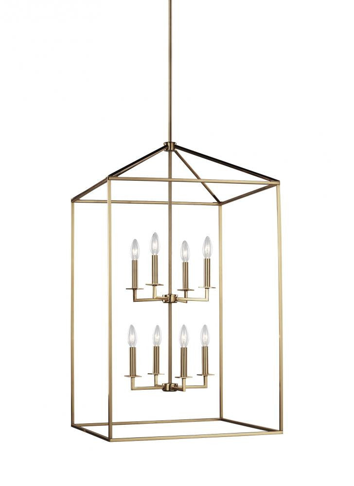 Generation Lighting Perryton Extra Large Eight Light Hall / Foyer Satin Brass