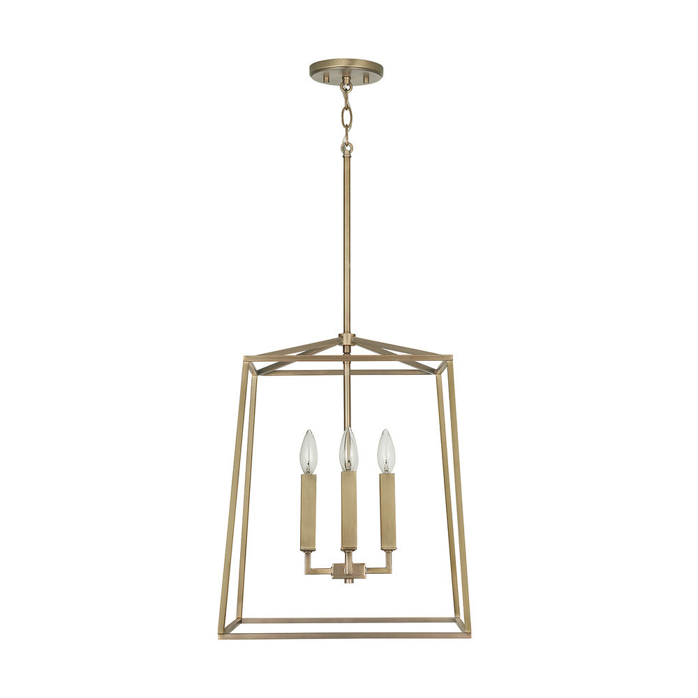 Thea 4-Light Foyer Pendant - Aged Brass