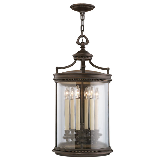 Louvre Outdoor Lantern, 6-Light, Bronze, Clear Hand-Blown Glass, 15"W
