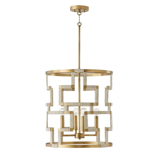 Capital Hala Foyer Bleached Natural Jute and Patinaed Brass