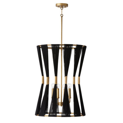 Capital Bianca 4-Light Pendant - Black Rope and Patinaed Brass