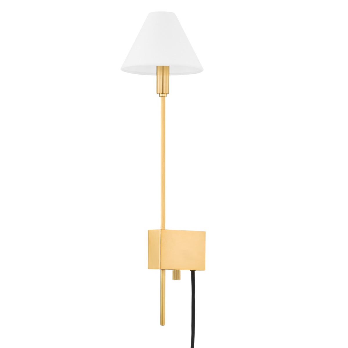 Hudson Valley Teaneck Plug-In Wall Sconce Aged Brass