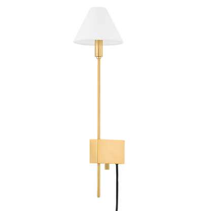 Hudson Valley Teaneck Plug-In Wall Sconce Aged Brass