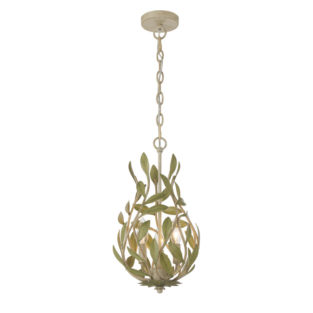Crystorama Broche 9" 3-Light Mini Chandelier Champagne Green Tea Chandelier