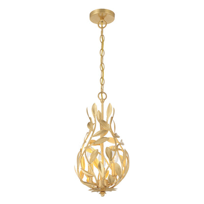Crystorama Broche 9" 3-Light Mini Chandelier Antique Gold Chandelier