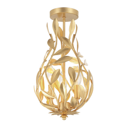Crystorama Broche 9" 3-Light Mini Chandelier Antique Gold Semi Flush Mount