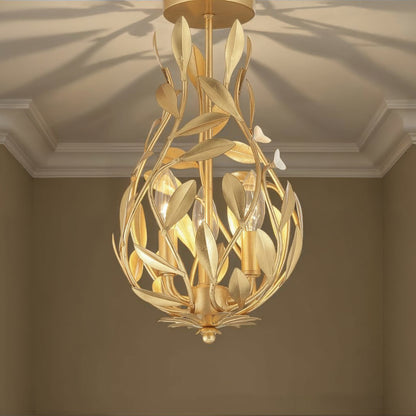 Crystorama Broche 9" 3-Light Mini Chandelier Antique Gold Semi Flush Mount - lifestyle