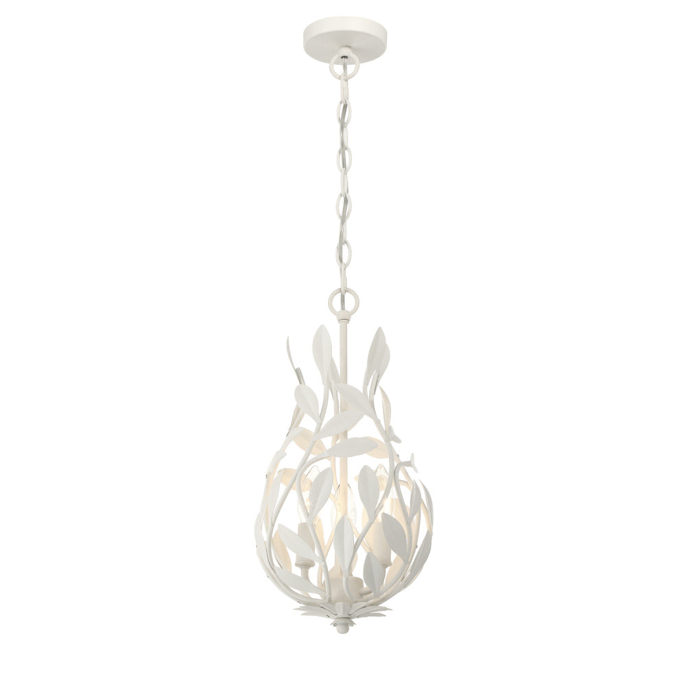 Crystorama Broche 9" 3-Light Mini Chandelier Matte White Chandelier