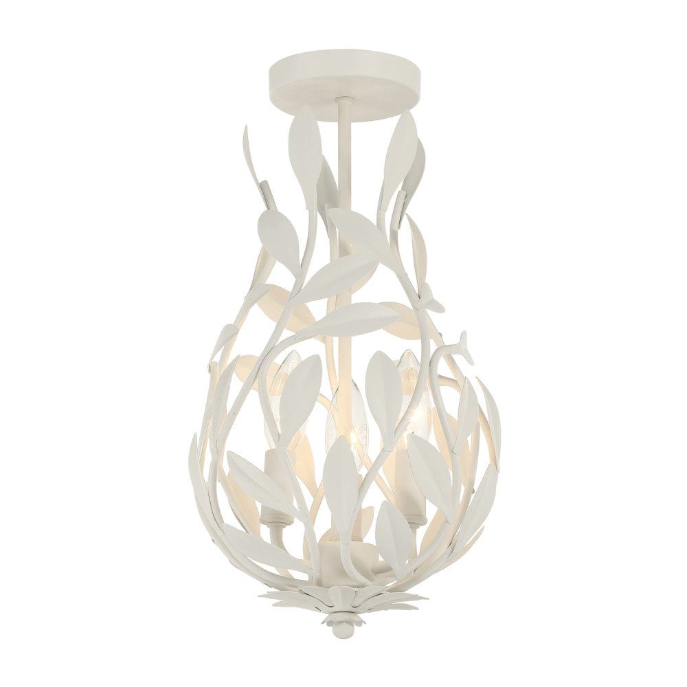 Crystorama Broche 9" 3-Light Mini Chandelier Matte White Semi Flush Mount