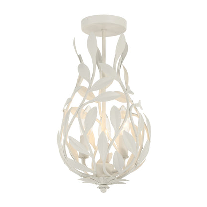Crystorama Broche 9" 3-Light Mini Chandelier Matte White Semi Flush Mount