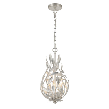 Crystorama Broche 9" 3-Light Mini Chandelier Antique Silver Chandelier