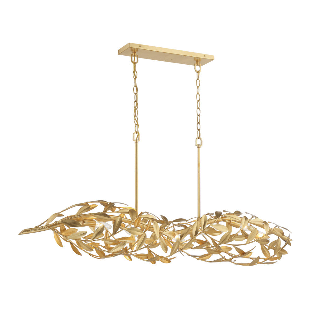 Crystorama Broche 50.5" 6-Light Linear Chandelier Antique Gold