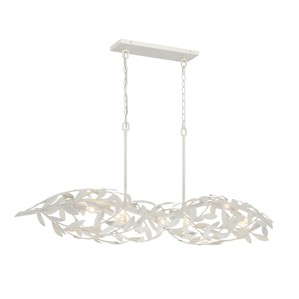 Crystorama Broche 50.5" 6-Light Linear Chandelier Matte White