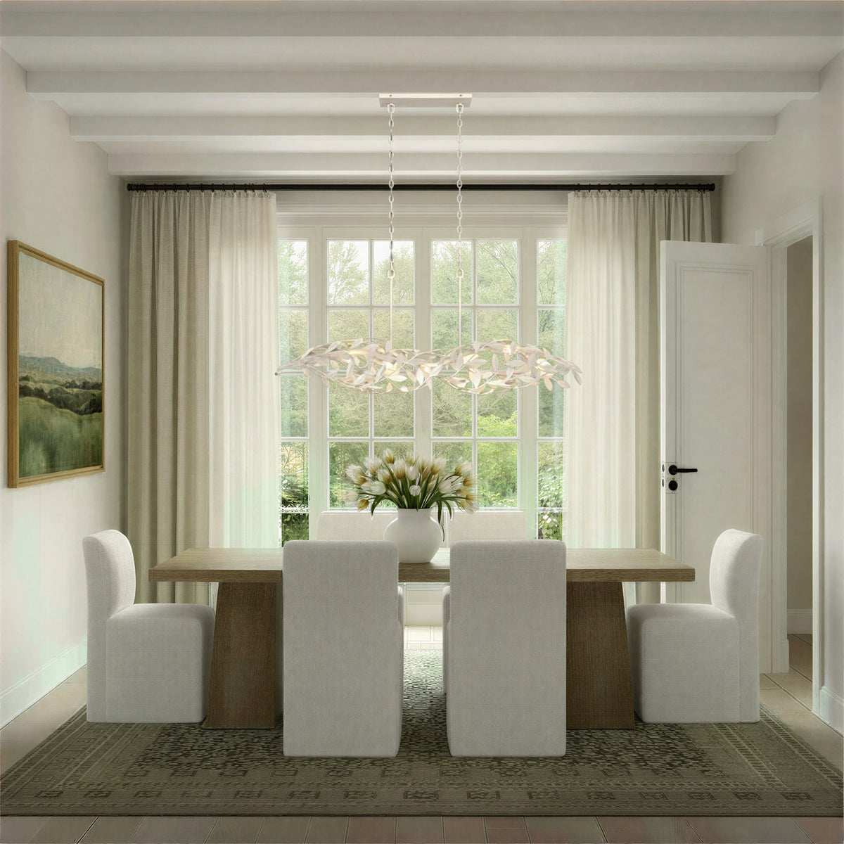 Crystorama Broche 50.5" 6-Light Linear Chandelier Matte White - lifestyle