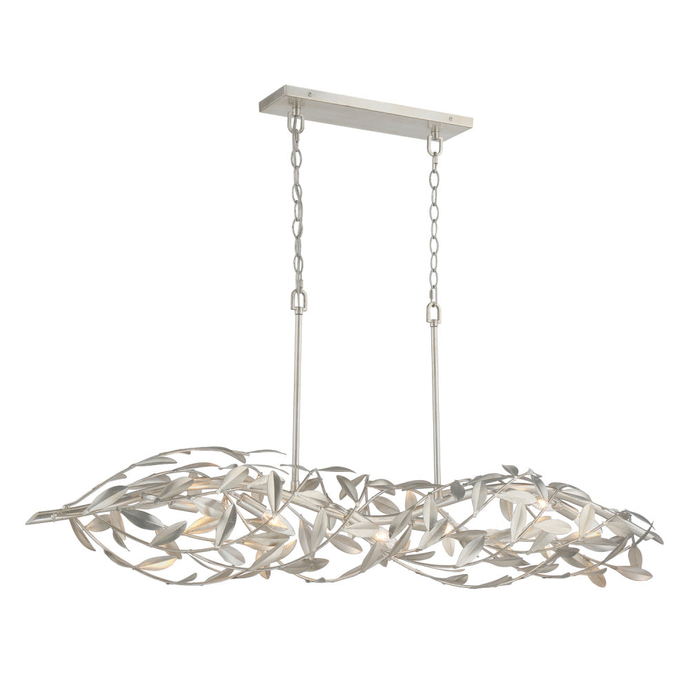 Crystorama Broche 50.5" 6-Light Linear Chandelier Antique Silver