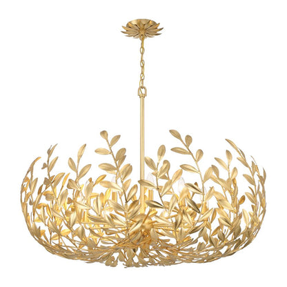 Crystorama Broche 42" 12-Light Chandelier Antique Gold