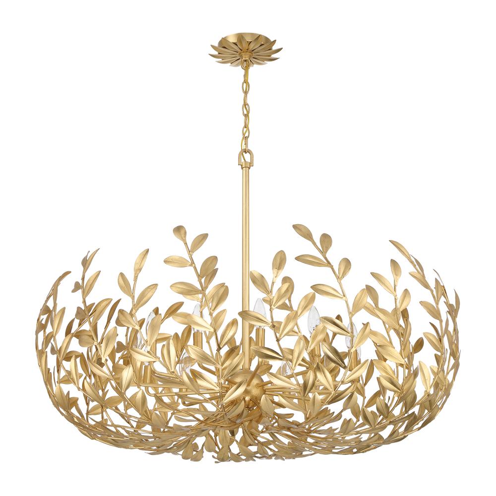 Crystorama Broche 42" 12-Light Chandelier Antique Gold