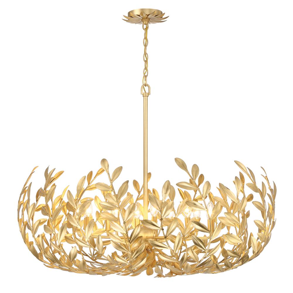Crystorama Broche 42" 12-Light Chandelier Antique Gold