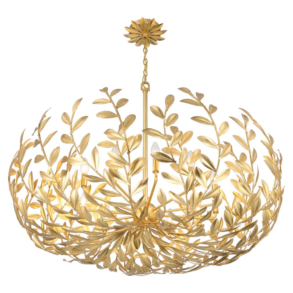 Crystorama Broche 42" 12-Light Chandelier Antique Gold