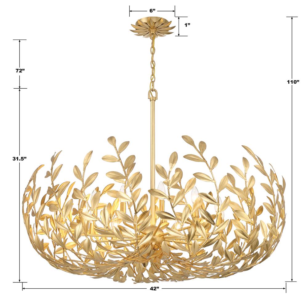 Crystorama Broche 42" 12-Light Chandelier - dimensions