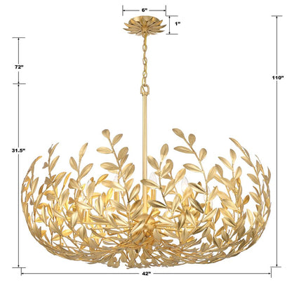 Crystorama Broche 42" 12-Light Chandelier - dimensions