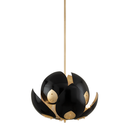 Hudson Valley Lotus Chandelier Gold Leaf, Black