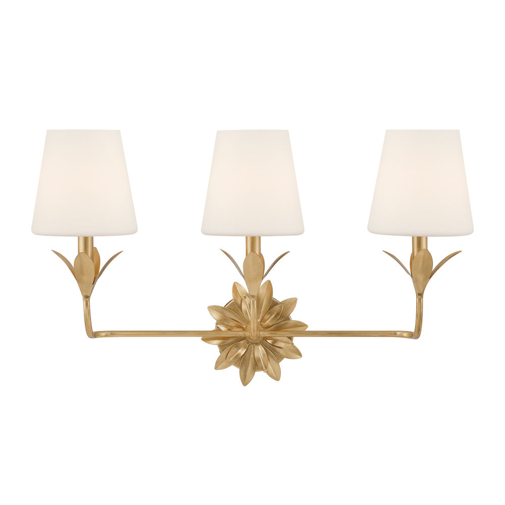 Crystorama Broche 25" 3-Light Bathroom Vanity Antique Gold