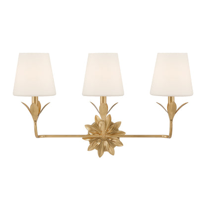 Crystorama Broche 25" 3-Light Bathroom Vanity Antique Gold