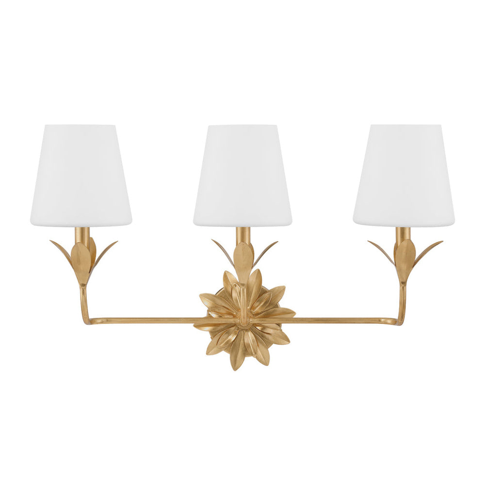 Crystorama Broche 25" 3-Light Bathroom Vanity Antique Gold