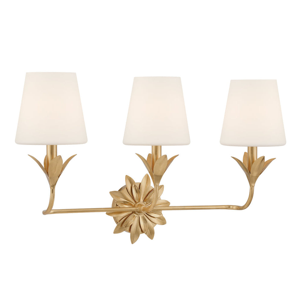 Crystorama Broche 25" 3-Light Bathroom Vanity Antique Gold