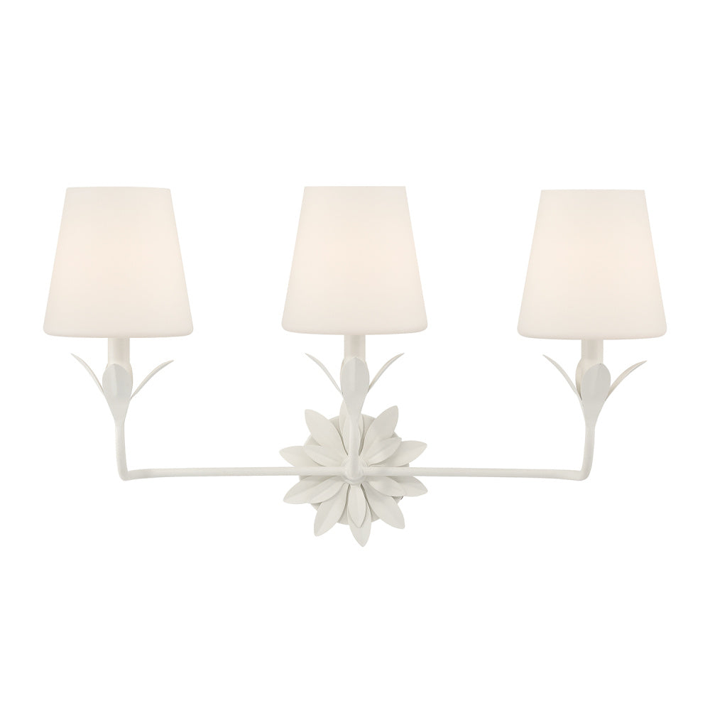 Crystorama Broche 25" 3-Light Bathroom Vanity Matte White