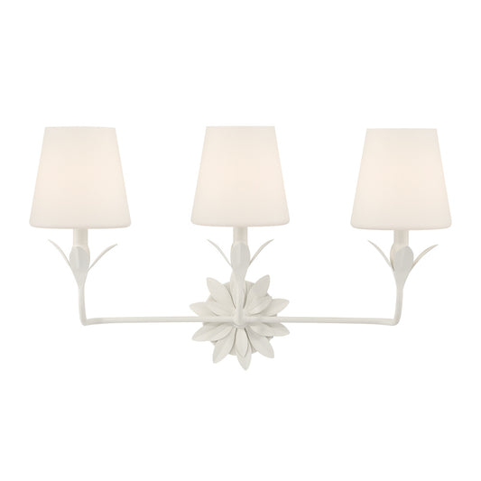 Crystorama Broche 25" 3-Light Bathroom Vanity Matte White