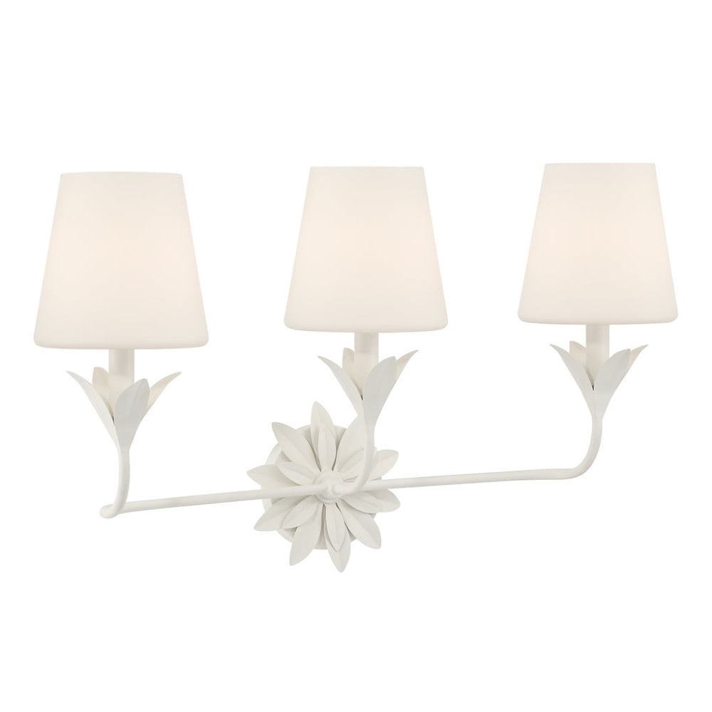 Crystorama Broche 25" 3-Light Bathroom Vanity Matte White