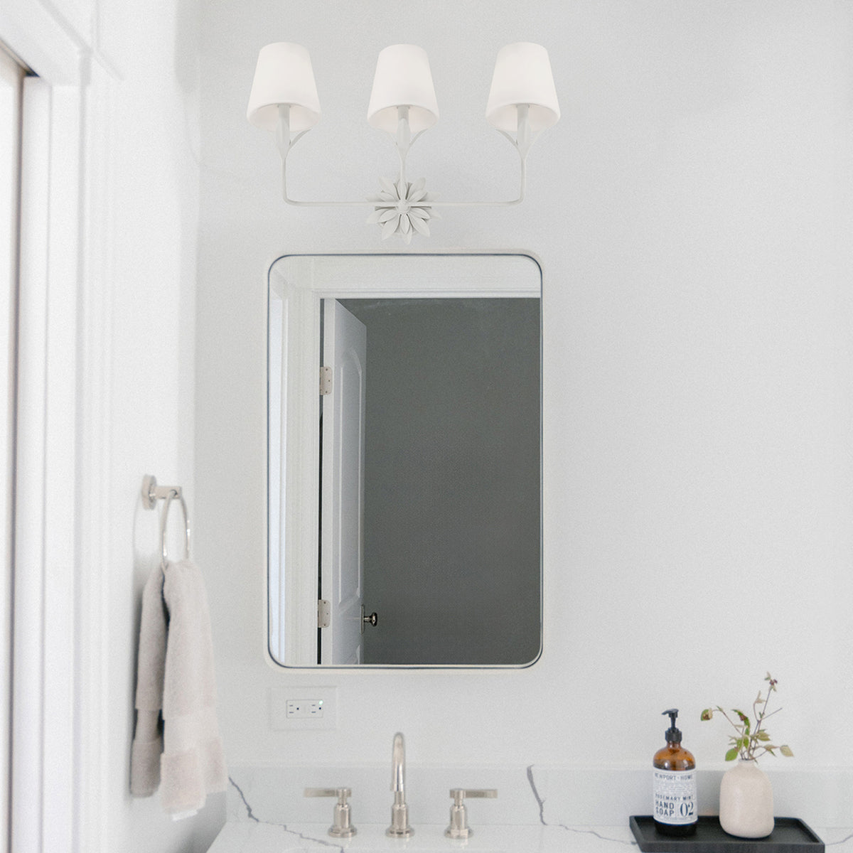 Crystorama Broche 25" 3-Light Bathroom Vanity Matte White - lifestyle
