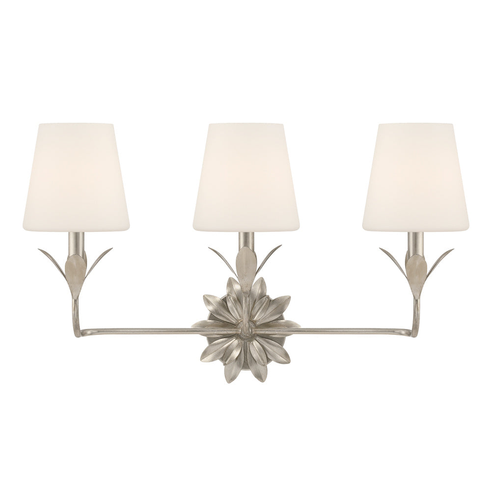 Crystorama Broche 25" 3-Light Bathroom Vanity Antique Silver