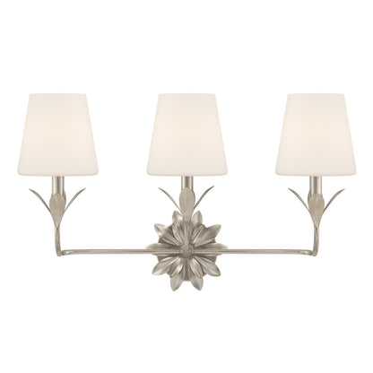 Crystorama Broche 25" 3-Light Bathroom Vanity Antique Silver