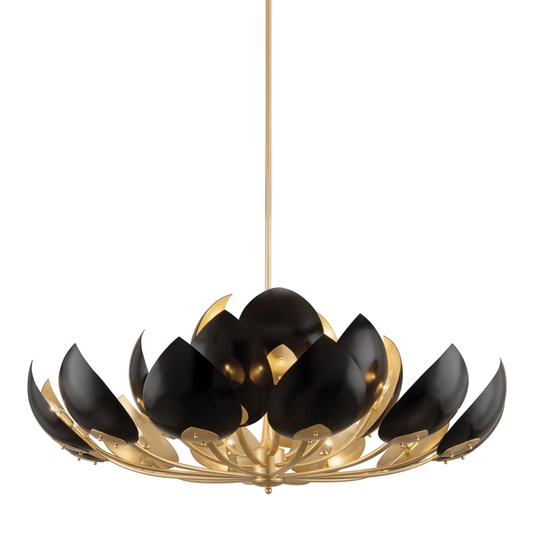 Hudson Valley Lotus Chandelier Gold Leaf, Black