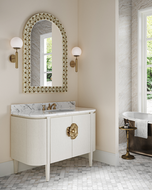 Ellaria Mirror, Natural Bone, Brass, 48.25H, Currey and Company (1000-0089 RL5W)