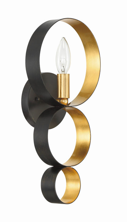 Crystorama Luna Wall Sconce Matte White, Antique Gold