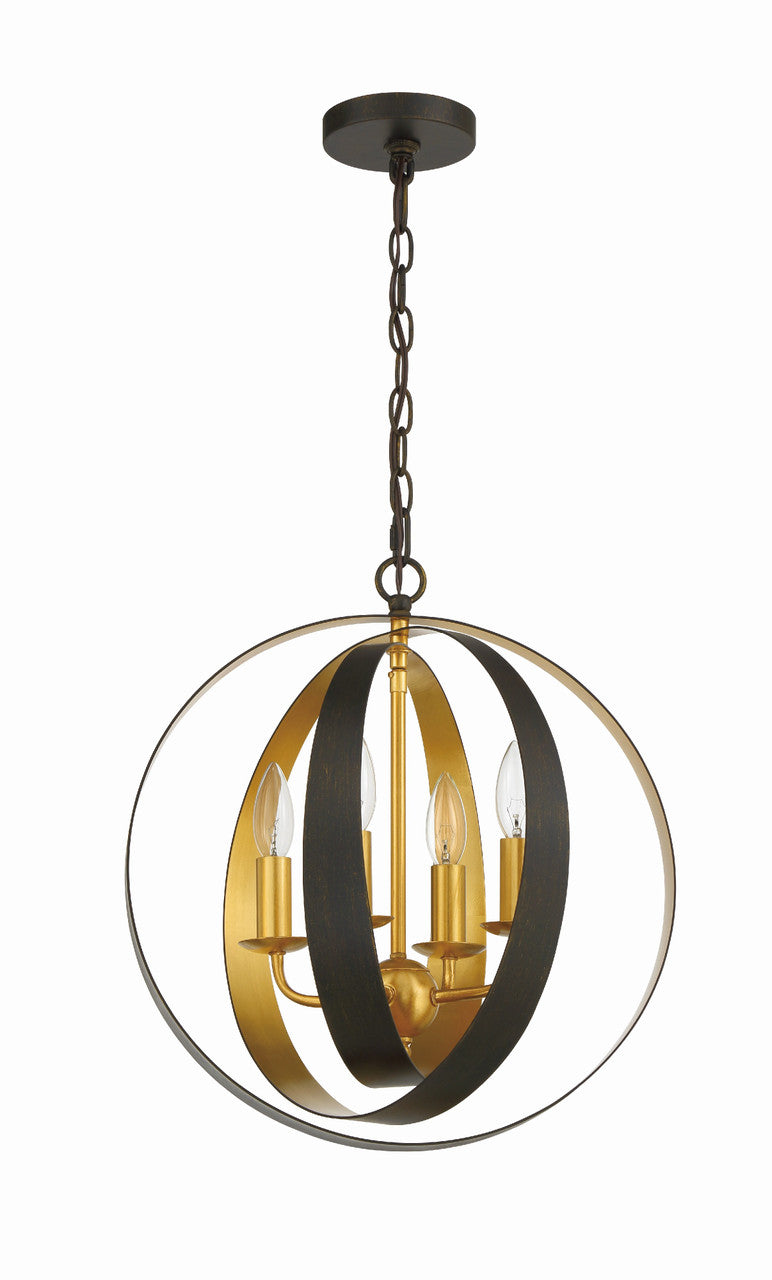 Crystorama Luna Mini Chandelier English Bronze, Antique Gold