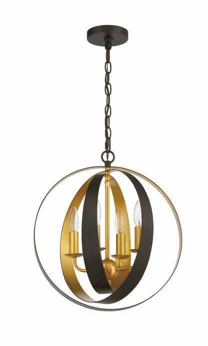 Crystorama Luna Mini Chandelier English Bronze, Antique Gold